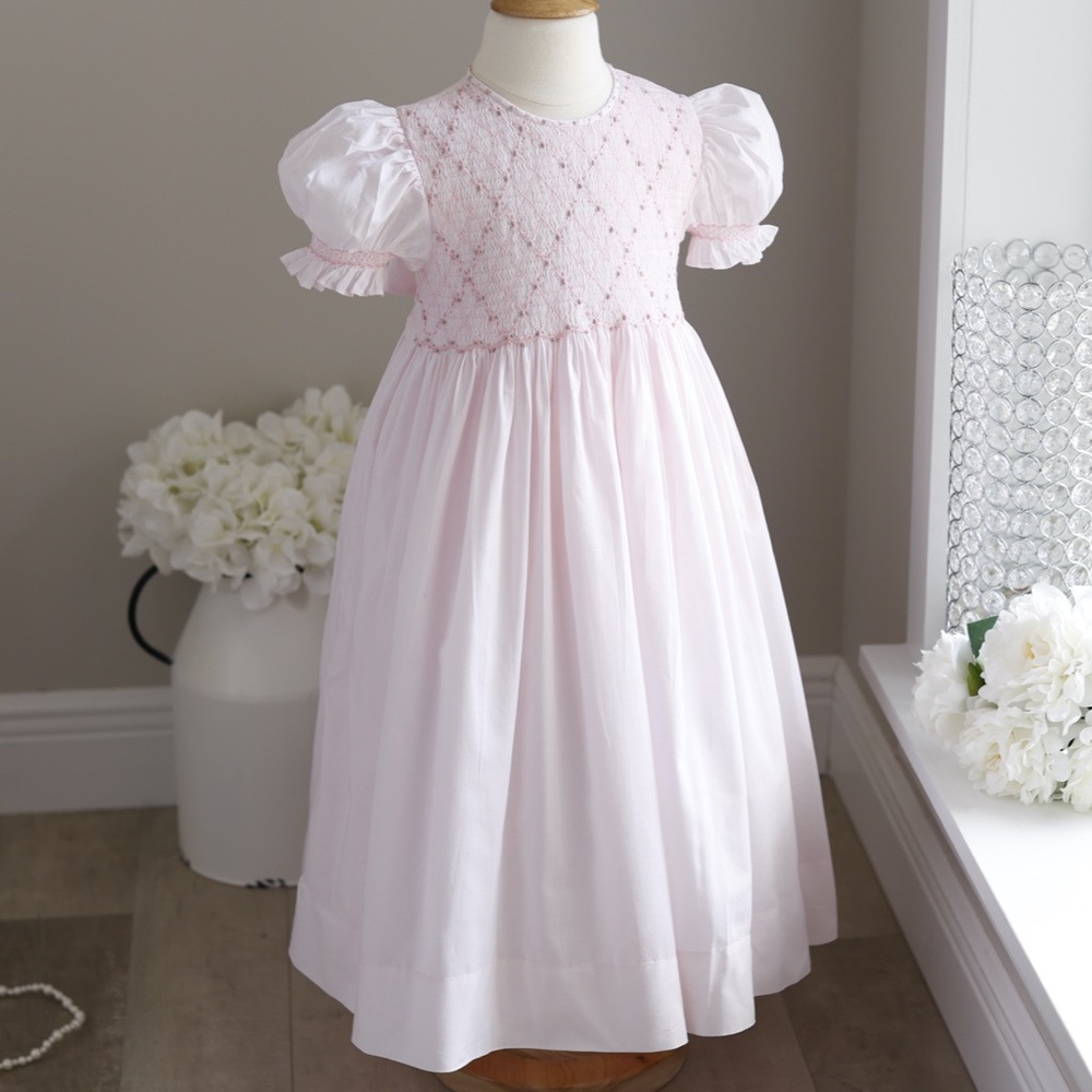 Strasburg Pink Smocked Dress 100% Cotton Special Occasion Like New Perfect